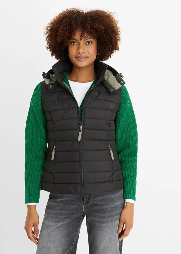 Gilet trapuntato con cappuccio, bonprix