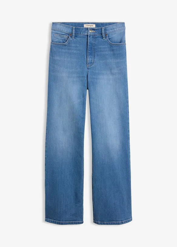 Jeans wide leg in cotone biologico, vita alta, bonprix