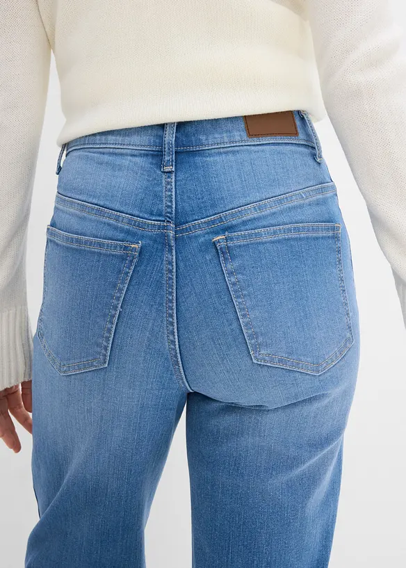 Jeans wide leg in cotone biologico, vita alta, bonprix