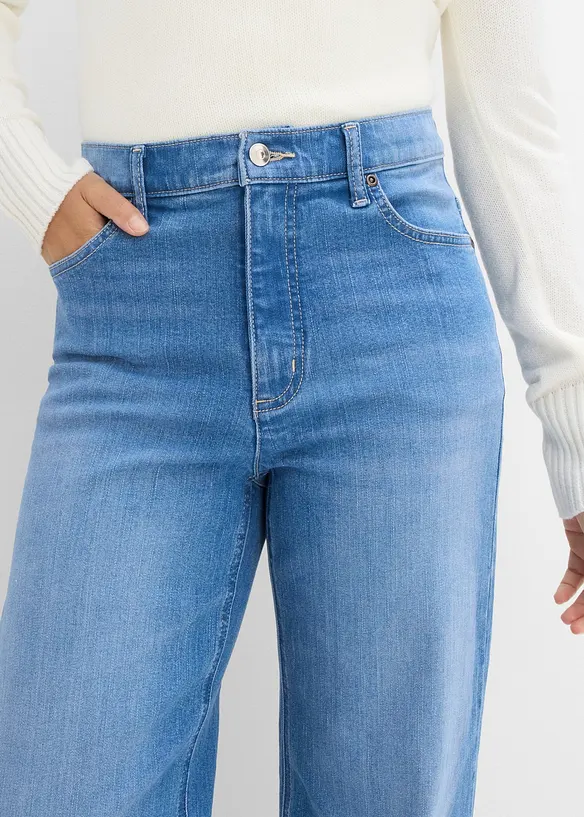 Jeans wide leg in cotone biologico, vita alta, bonprix
