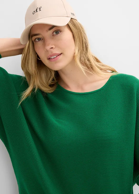 Maglione oversize a costine in misto viscosa, bonprix