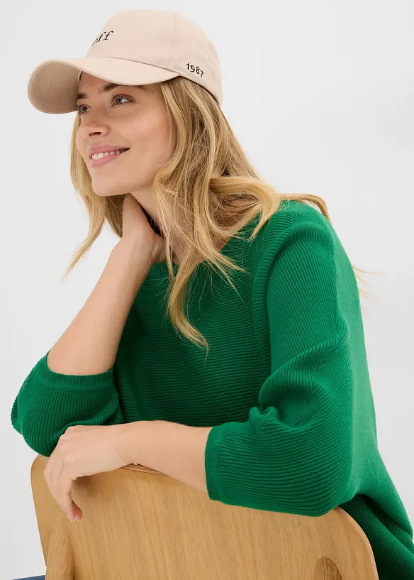 Maglione oversize a costine in misto viscosa, bonprix