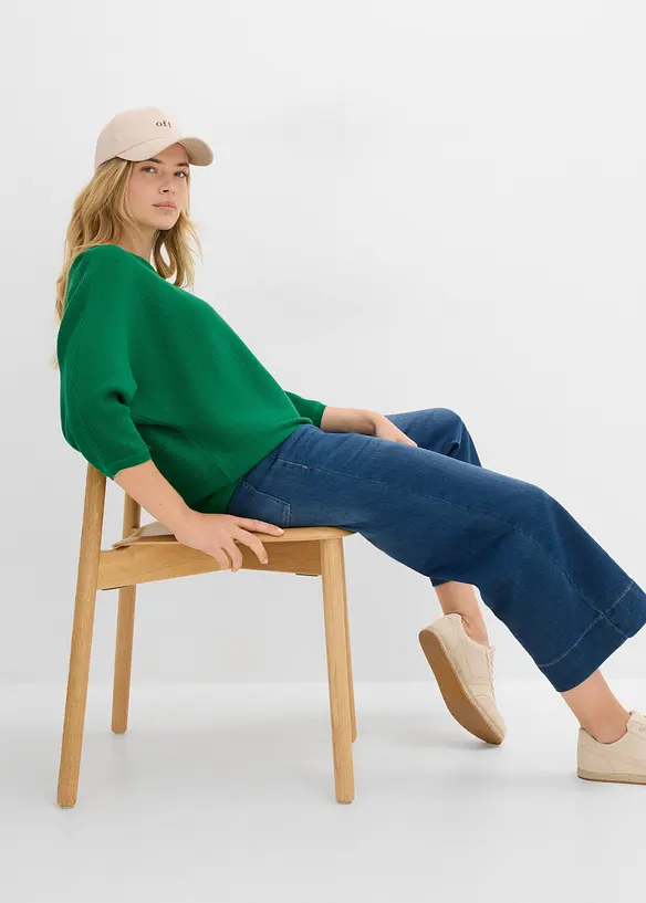 Maglione oversize a costine in misto viscosa, bonprix