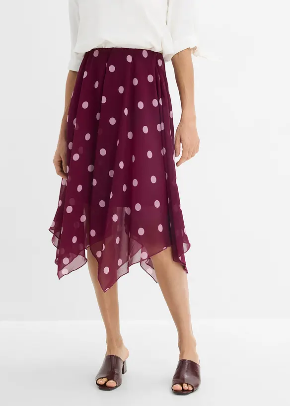 Gonna midi di chiffon con orlo asimmetrico, bonprix