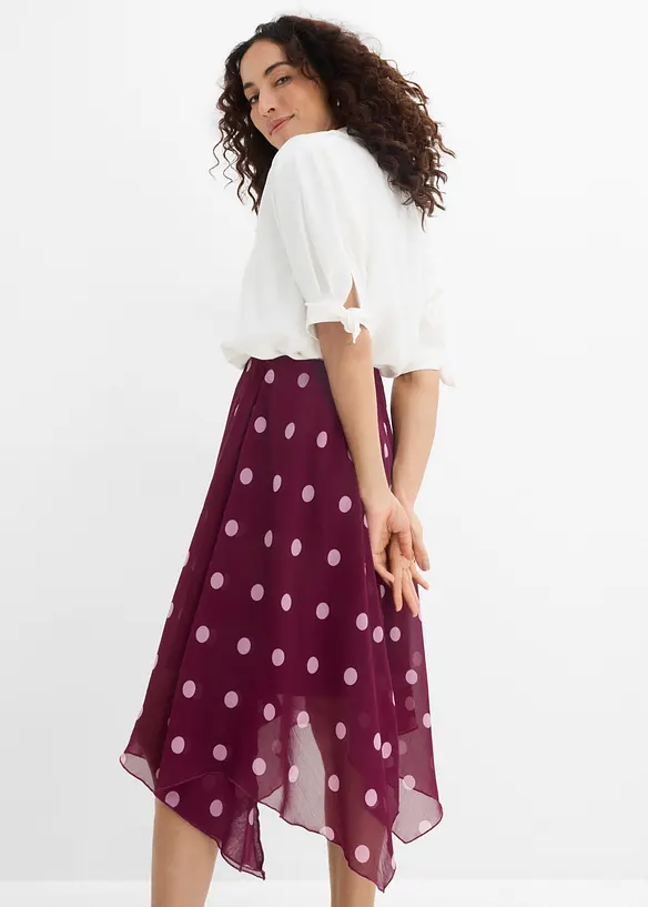 Gonna midi di chiffon con orlo asimmetrico, bonprix