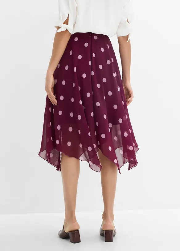 Gonna midi di chiffon con orlo asimmetrico, bonprix