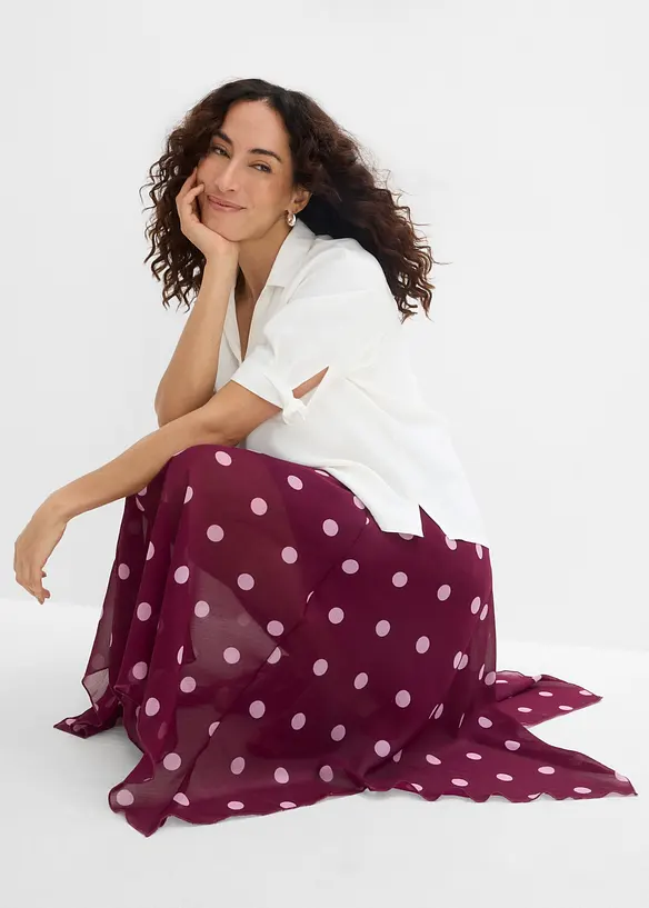 Gonna midi di chiffon con orlo asimmetrico, bonprix