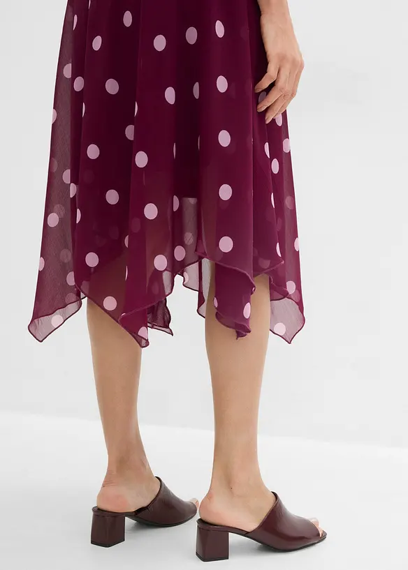 Gonna midi di chiffon con orlo asimmetrico, bonprix
