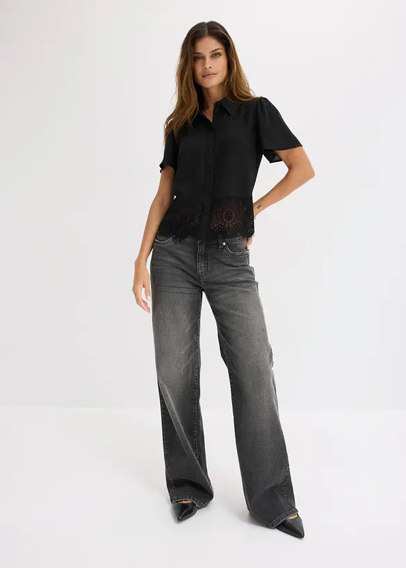 Blusa con pizzo, bonprix