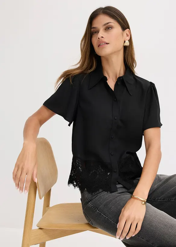 Blusa con pizzo, bonprix