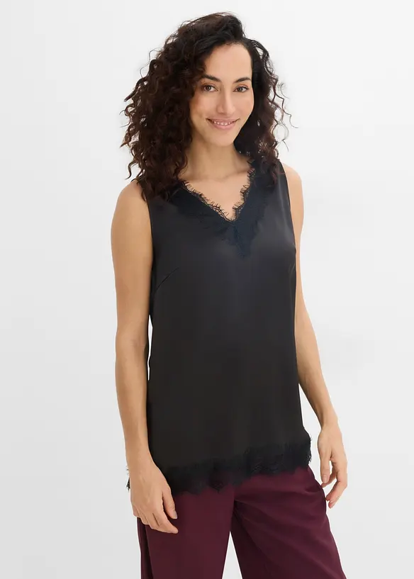 Top in pizzo con scollo a V, bonprix