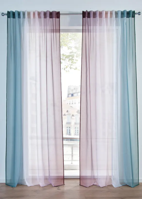 Tenda trasparente con delicata trama strutturata, anche extra lunga (pacco da 2), bonprix