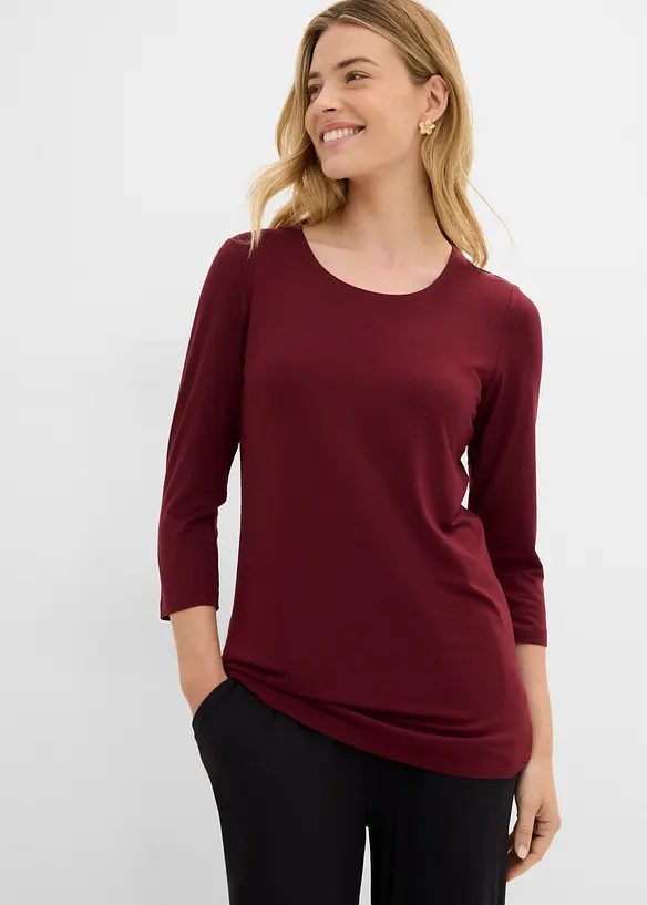 Maglia lunga in morbido misto viscosa con doppio strato frontale (pacco da 2), bonprix