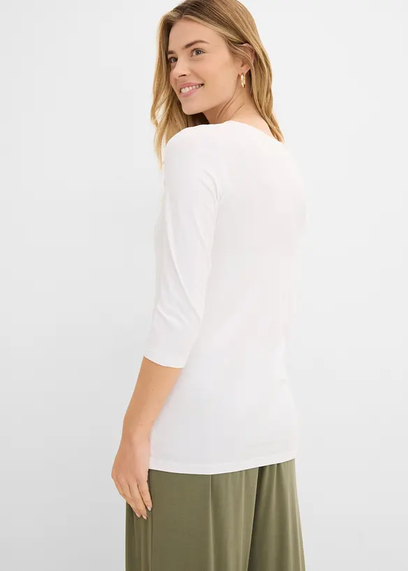 Maglia in morbido misto viscosa con doppio strato frontale (pacco da 2), bonprix