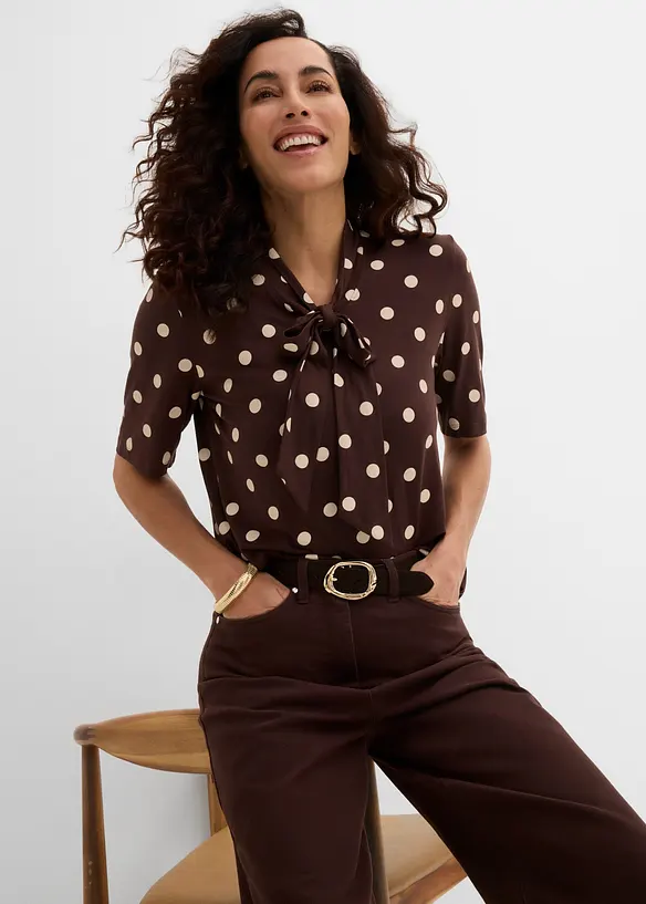 Maglia con fiocco al collo, bonprix