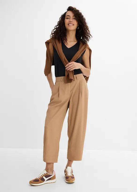 Pantaloni barrel in misto cotone ed elastan, bonprix