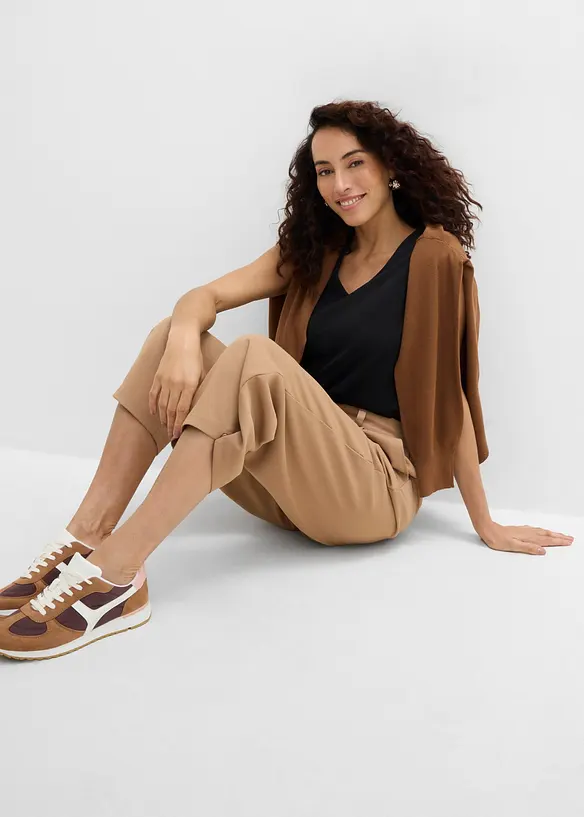 Pantaloni barrel in misto cotone ed elastan, bonprix