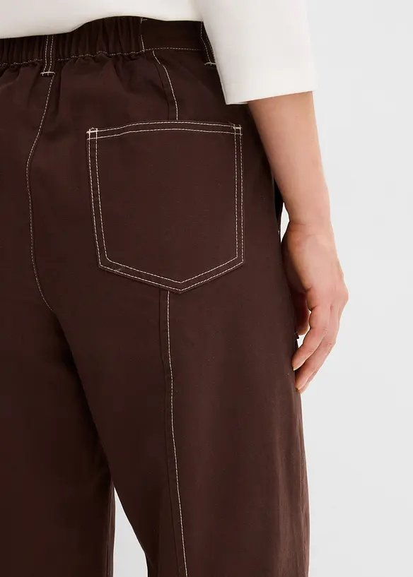Pantaloni cropped in twill di puro cotone, bonprix