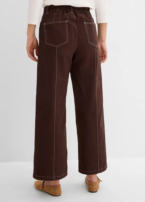 Pantaloni cropped in twill di puro cotone, bonprix