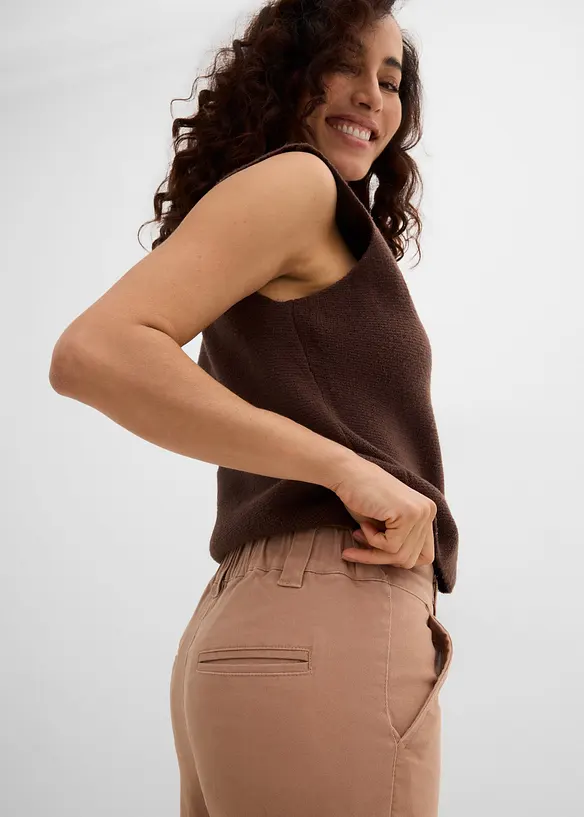Pantaloni in twill di cotone elasticizzato, bonprix