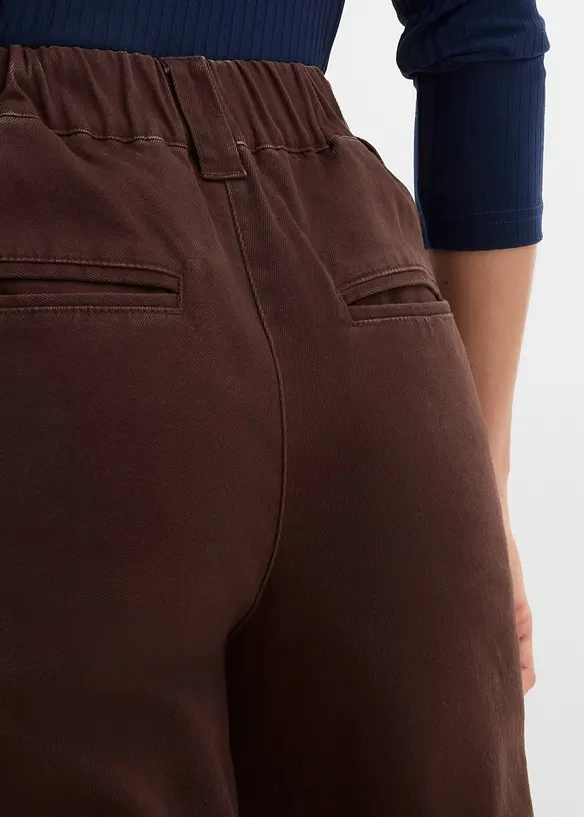 Pantaloni in twill di cotone elasticizzato, bonprix