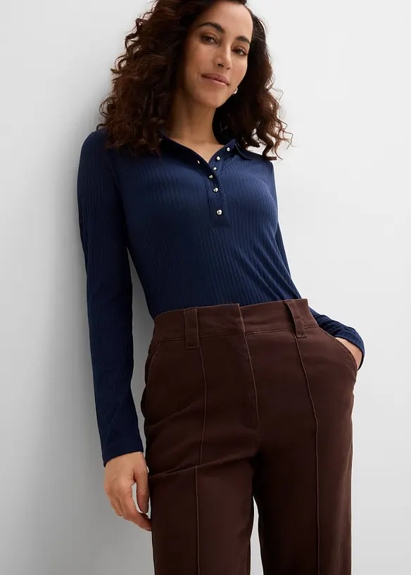 Pantaloni in twill di cotone elasticizzato, bonprix