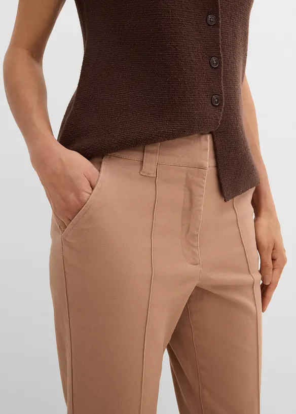 Pantaloni in twill di cotone elasticizzato, bonprix