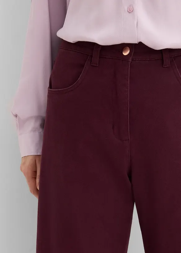 Pantaloni barrel a vita alta in twill, bonprix
