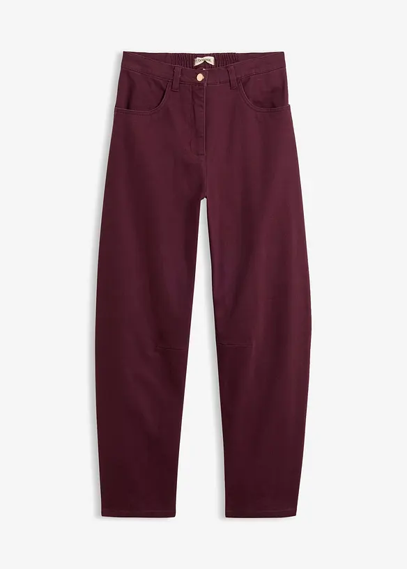 Pantaloni barrel a vita alta in twill, bonprix