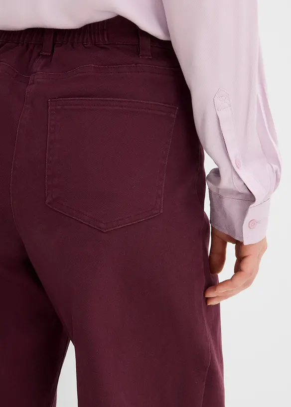 Pantaloni barrel a vita alta in twill, bonprix