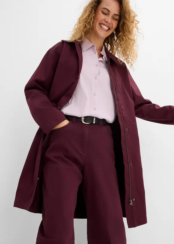 Pantaloni barrel a vita alta in twill, bonprix