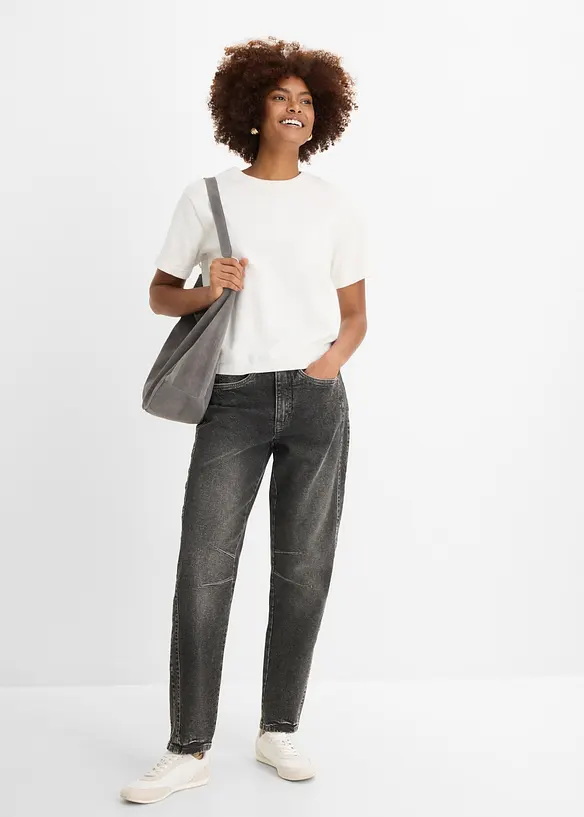 Mom jeans a vita alta, bonprix