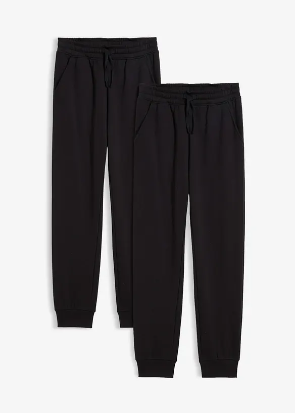 Pantaloni da jogging in misto cotone morbido (pacco da 2), bonprix