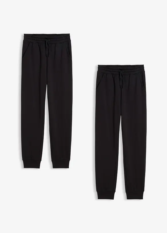 Pantaloni da jogging in misto cotone morbido (pacco da 2), bonprix