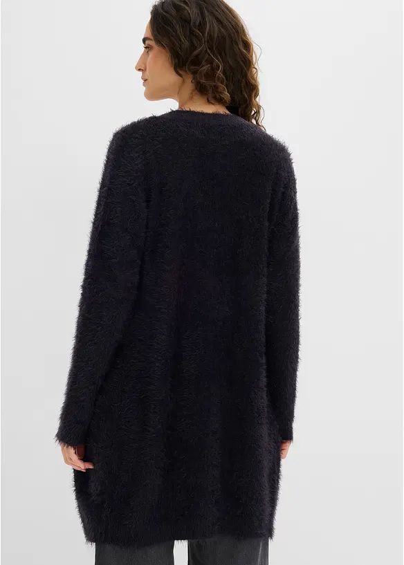 Cardigan lungo in filato peloso, bonprix