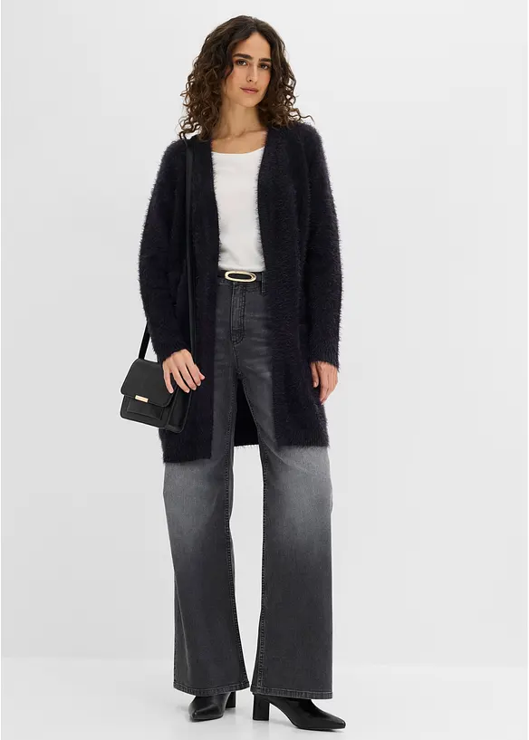 Cardigan lungo in filato peloso, bonprix