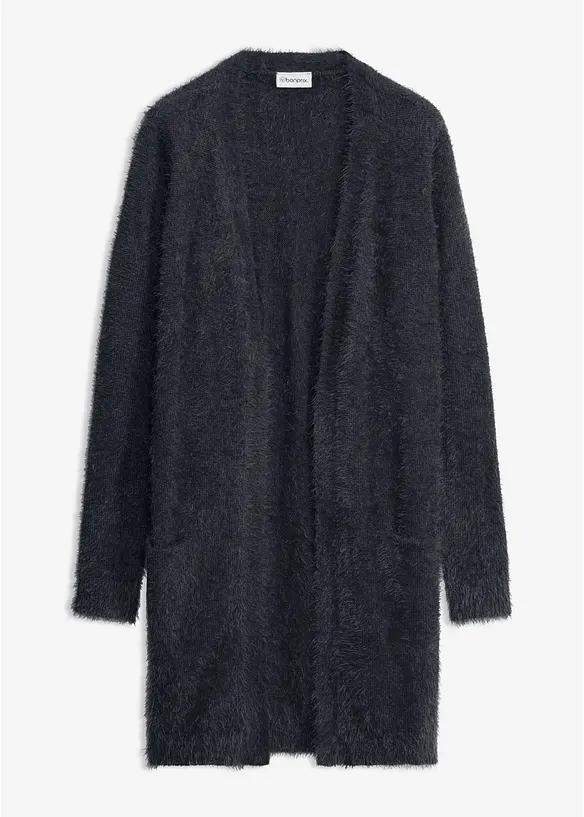 Cardigan lungo in filato peloso, bonprix