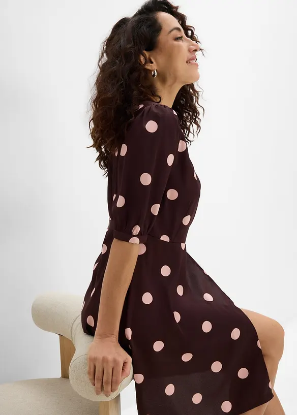 Abito a portafoglio in satin fluido, bonprix