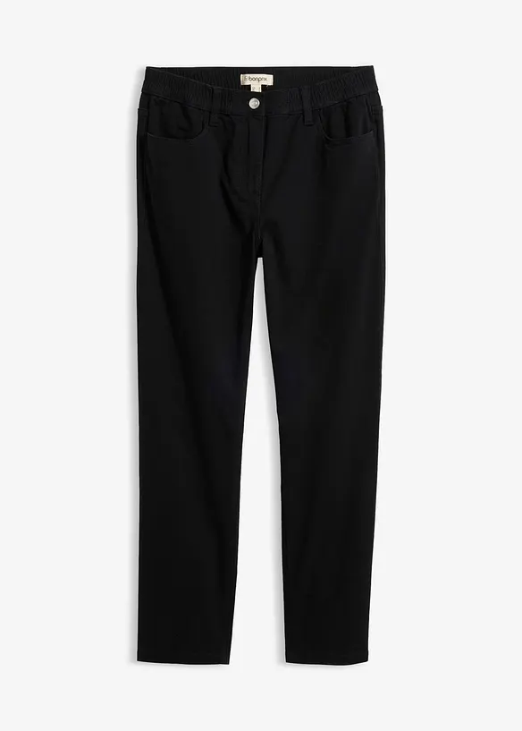 Pantaloni in twill dal taglio dritto a vita alta, bonprix