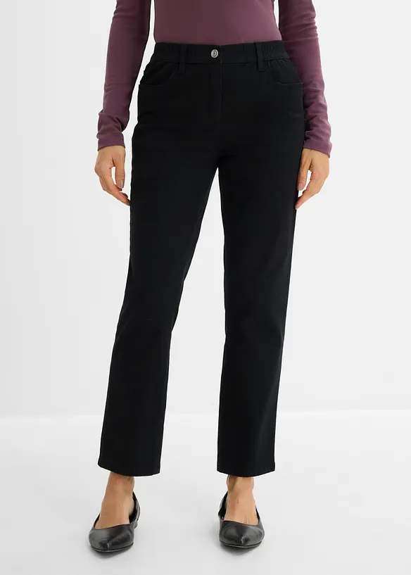 Pantaloni in twill dal taglio dritto a vita alta, bonprix