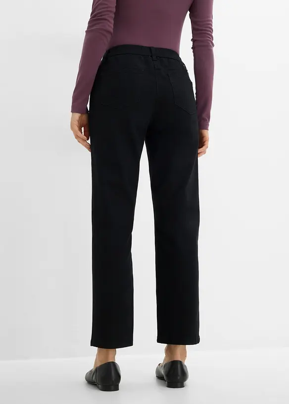Pantaloni in twill dal taglio dritto a vita alta, bonprix