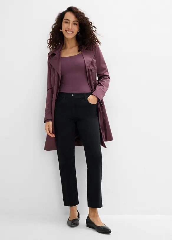 Pantaloni in twill dal taglio dritto a vita alta, bonprix