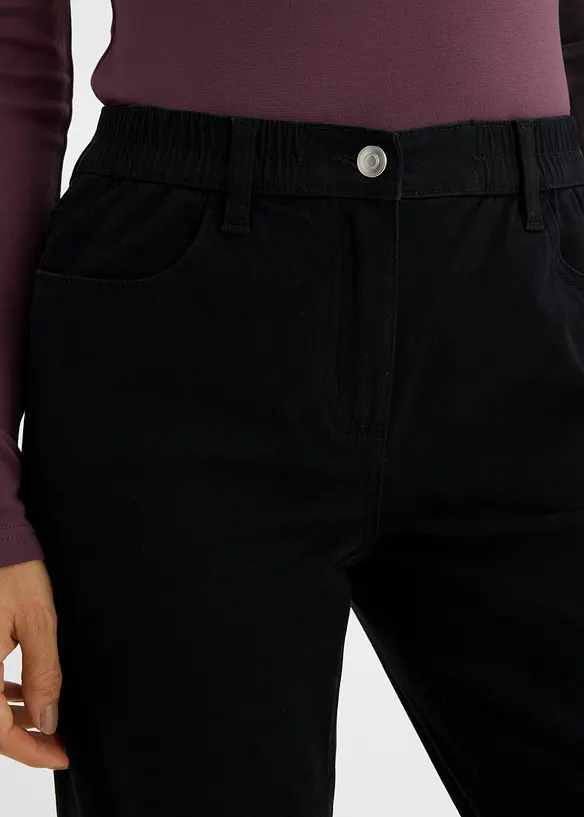 Pantaloni in twill dal taglio dritto a vita alta, bonprix