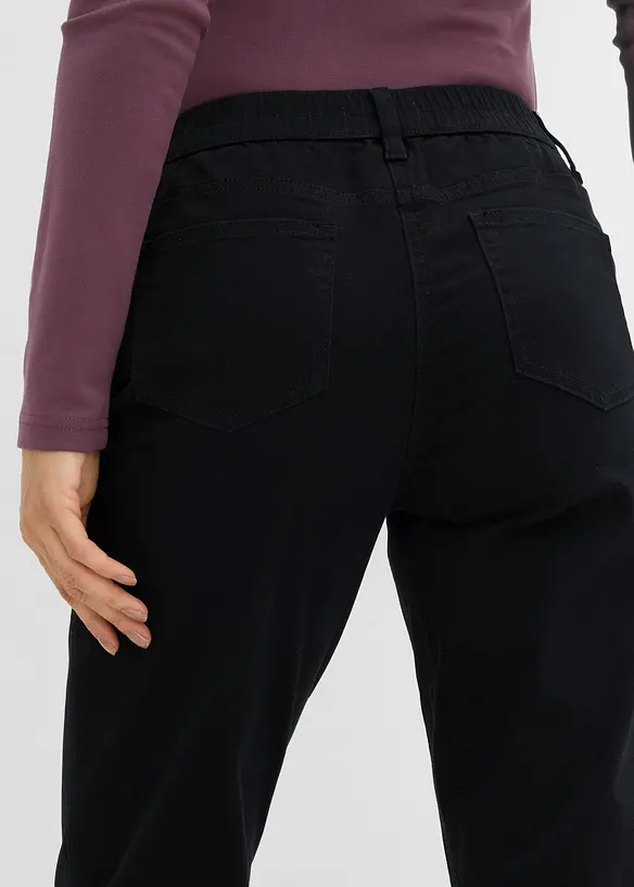 Pantaloni in twill dal taglio dritto a vita alta, bonprix