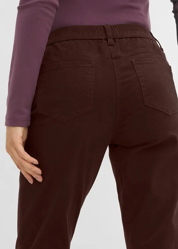 Pantaloni in twill dal taglio dritto a vita alta, bonprix
