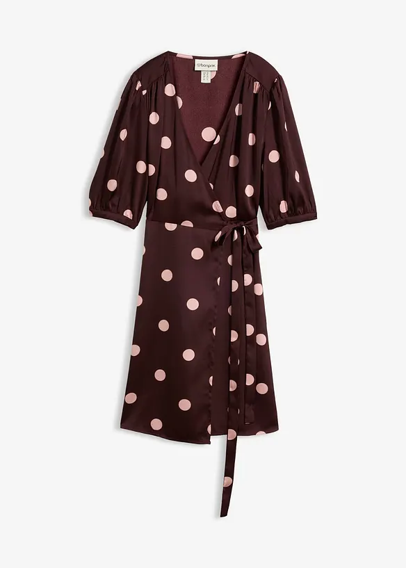 Abito a portafoglio in satin fluido, bonprix