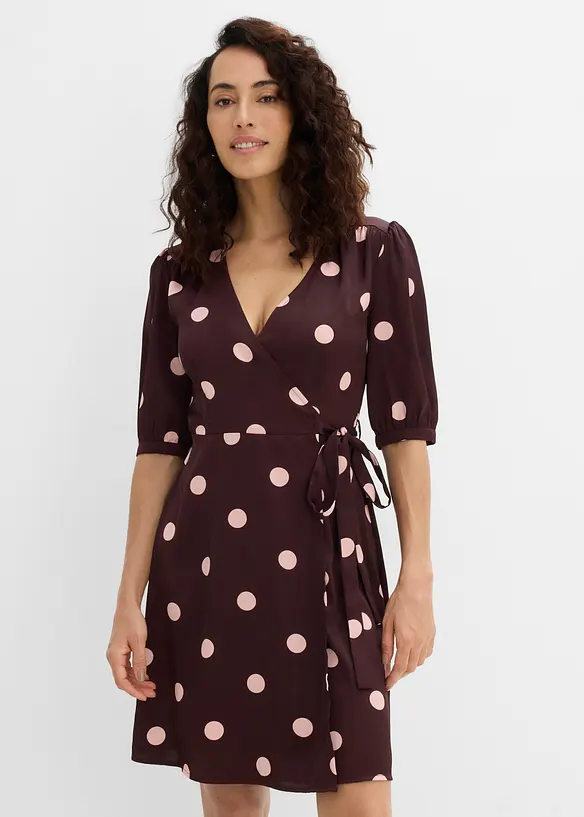 Abito a portafoglio in satin fluido, bonprix