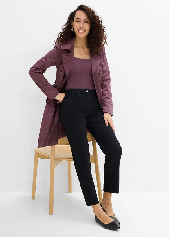 Pantaloni in twill dal taglio dritto a vita alta, bonprix