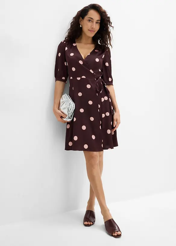 Abito a portafoglio in satin fluido, bonprix