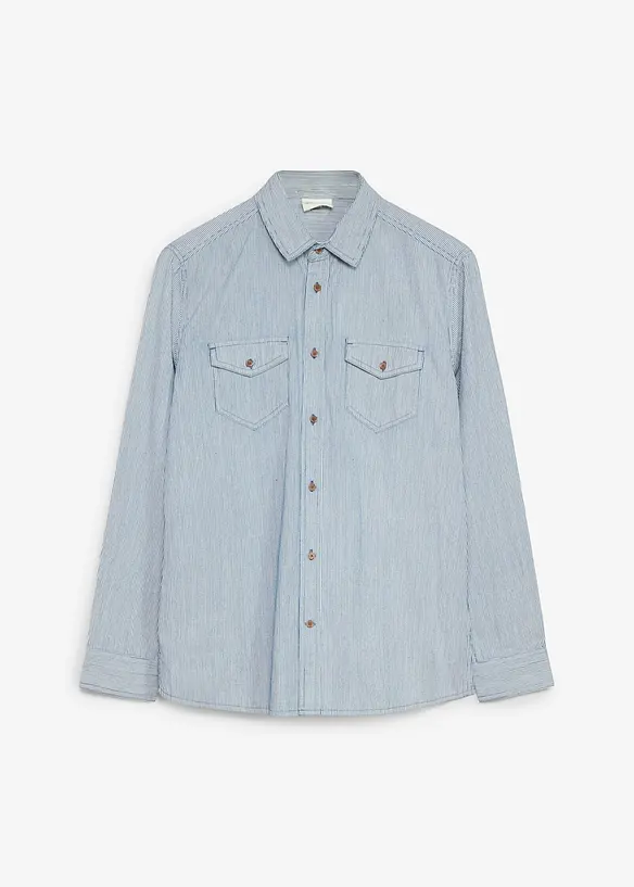 Camicia in jeans in puro cotone a maniche lunghe, bonprix